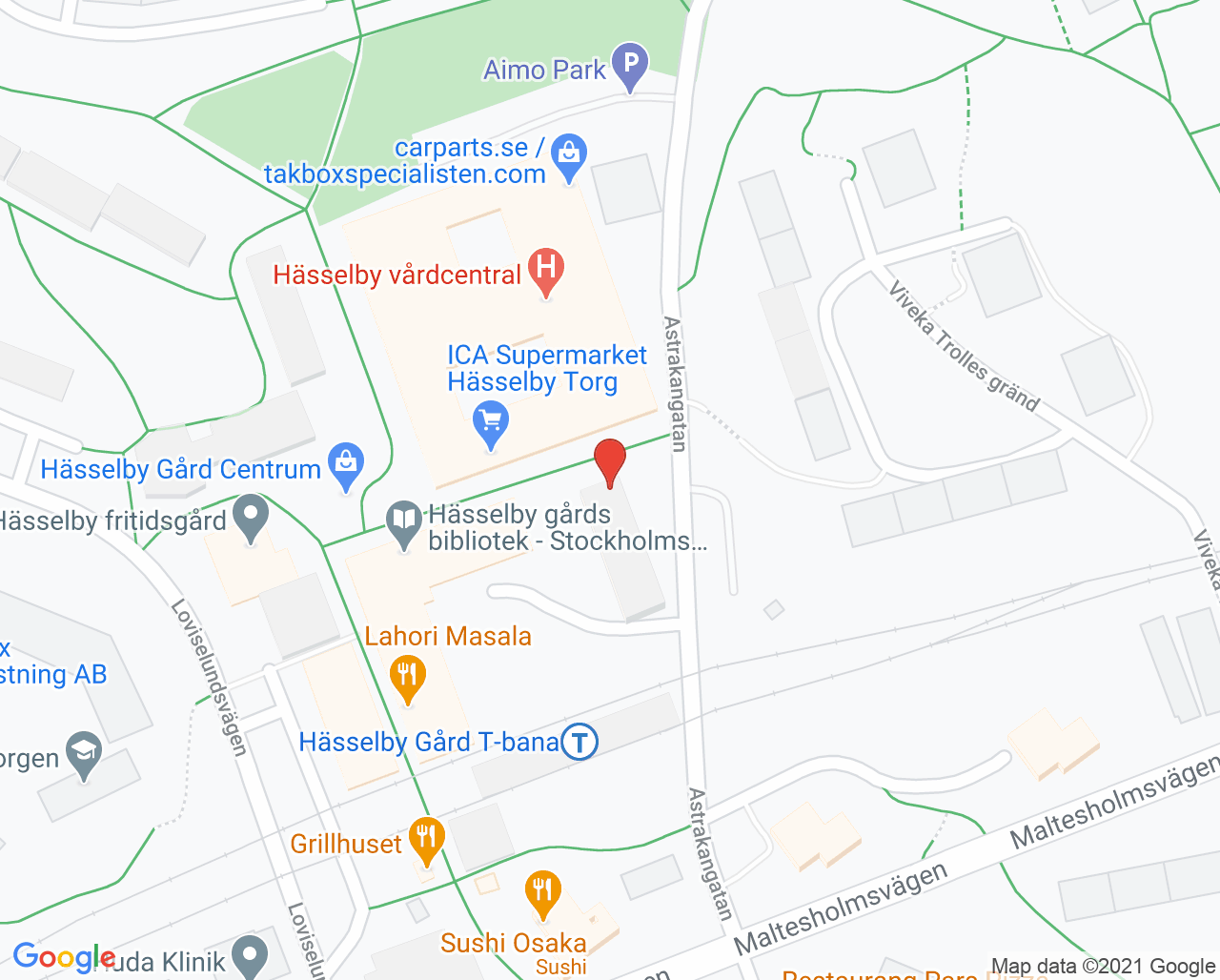 Karta till Astrakankliniken, Hässelby