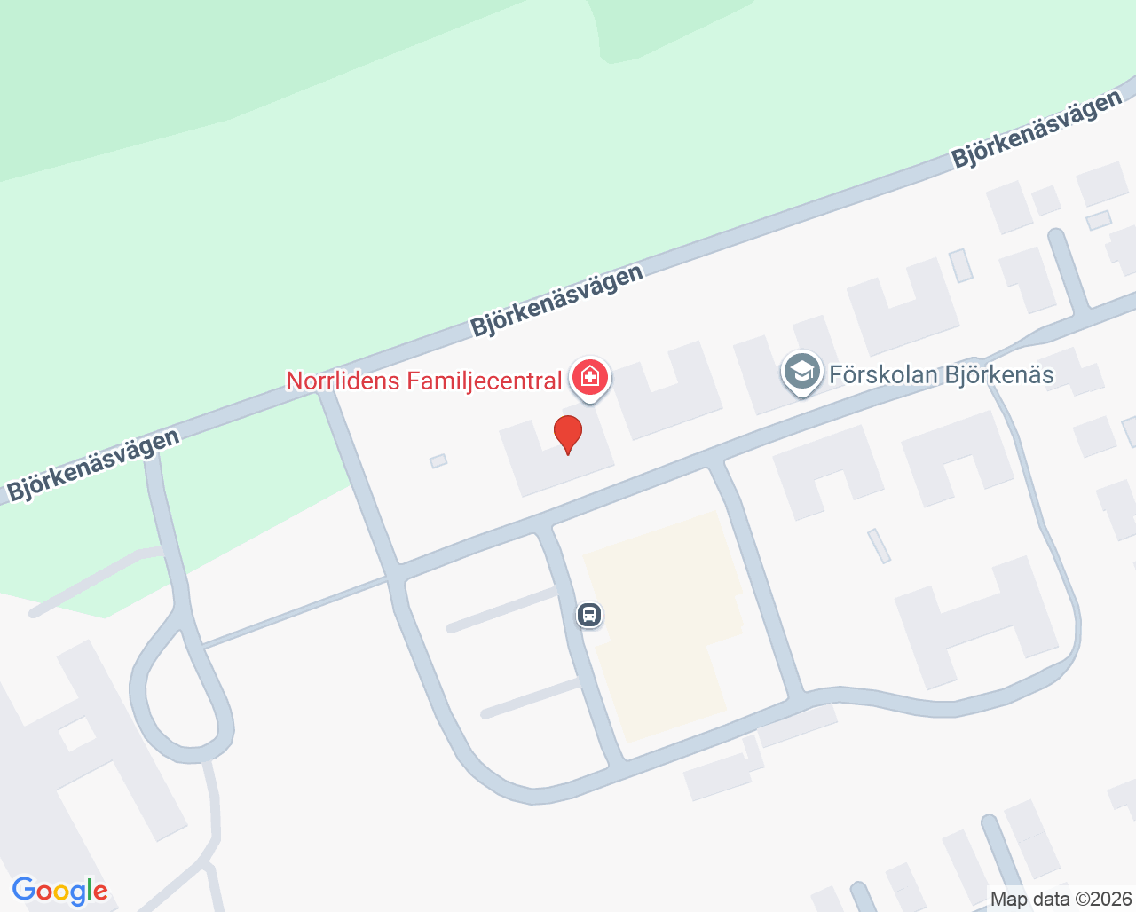 Karta till Barnhälsovårdsmottagningen familjecentralen Norrliden