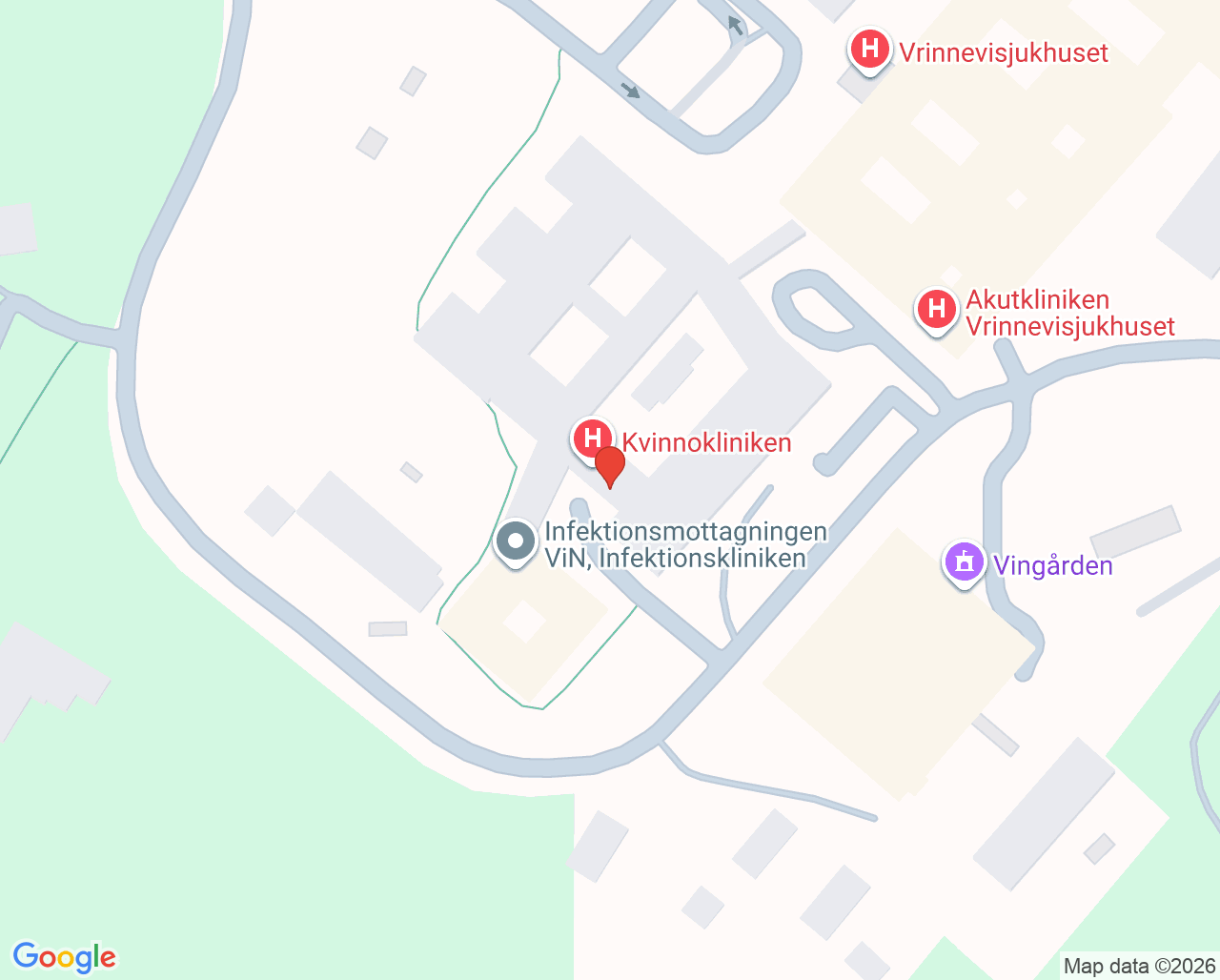 Karta till Hörselvården ViN, Öron- näs- och halskliniken