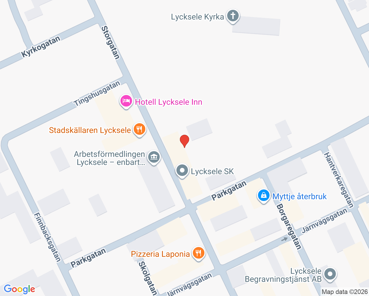 Karta till Ungdomsmottagning Lycksele