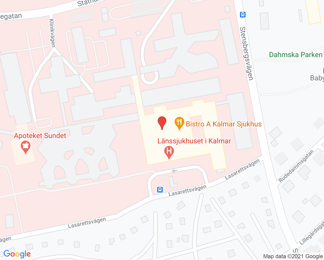 Karta till Radiologiska kliniken Kalmar
