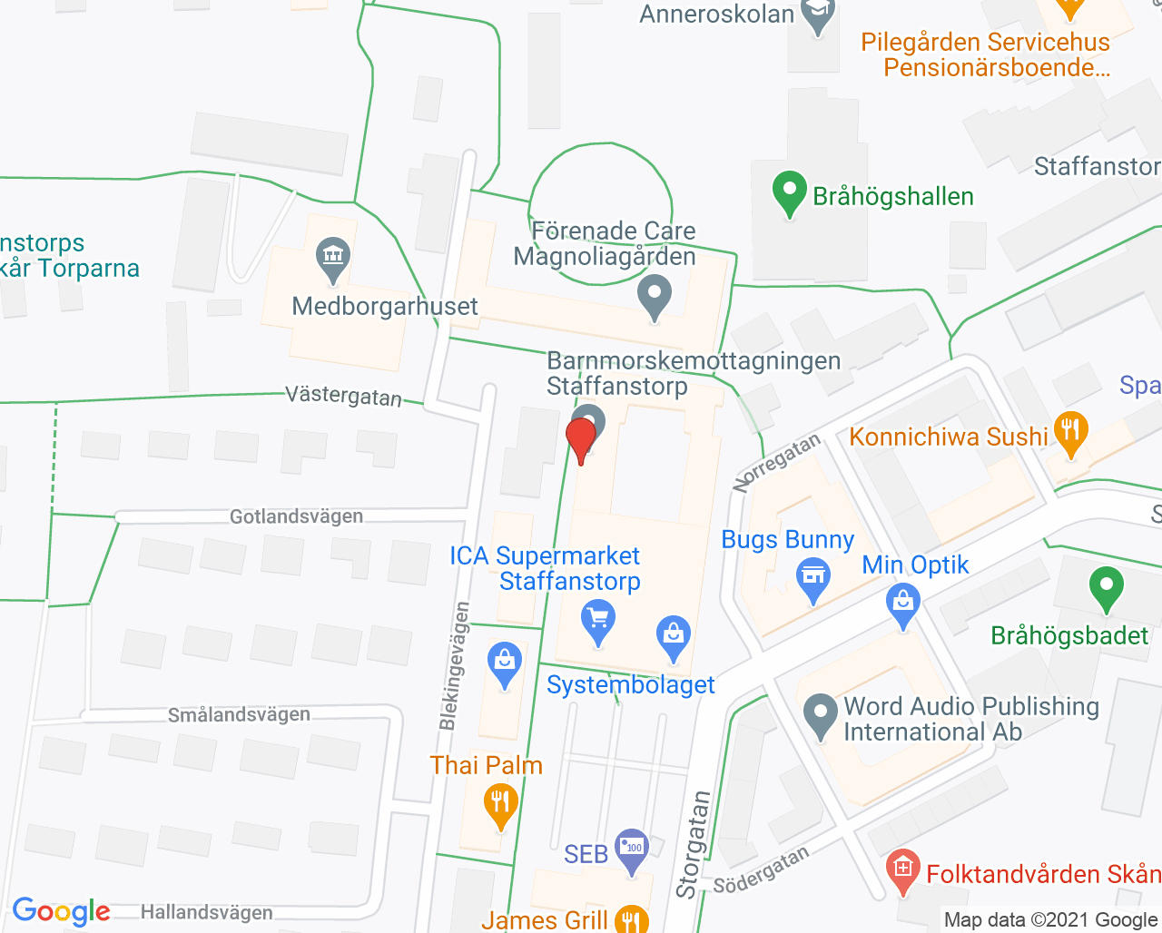 Karta till Barnavårdscentralen Familjecentralen Paletten