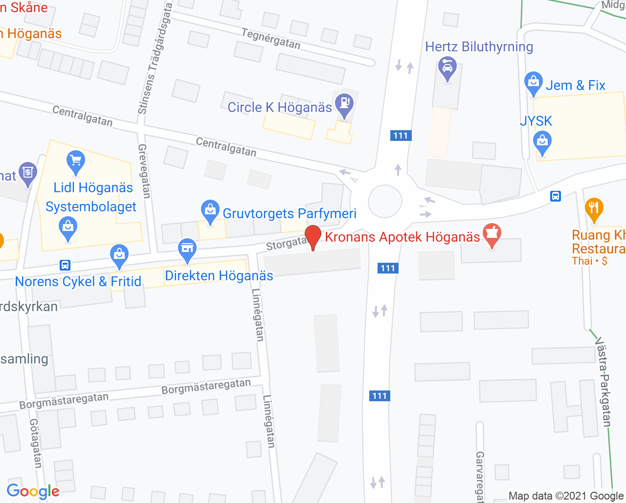 Karta till Tandläkargruppen Höganäs Tandläkare Jan Christenson, Höganäs