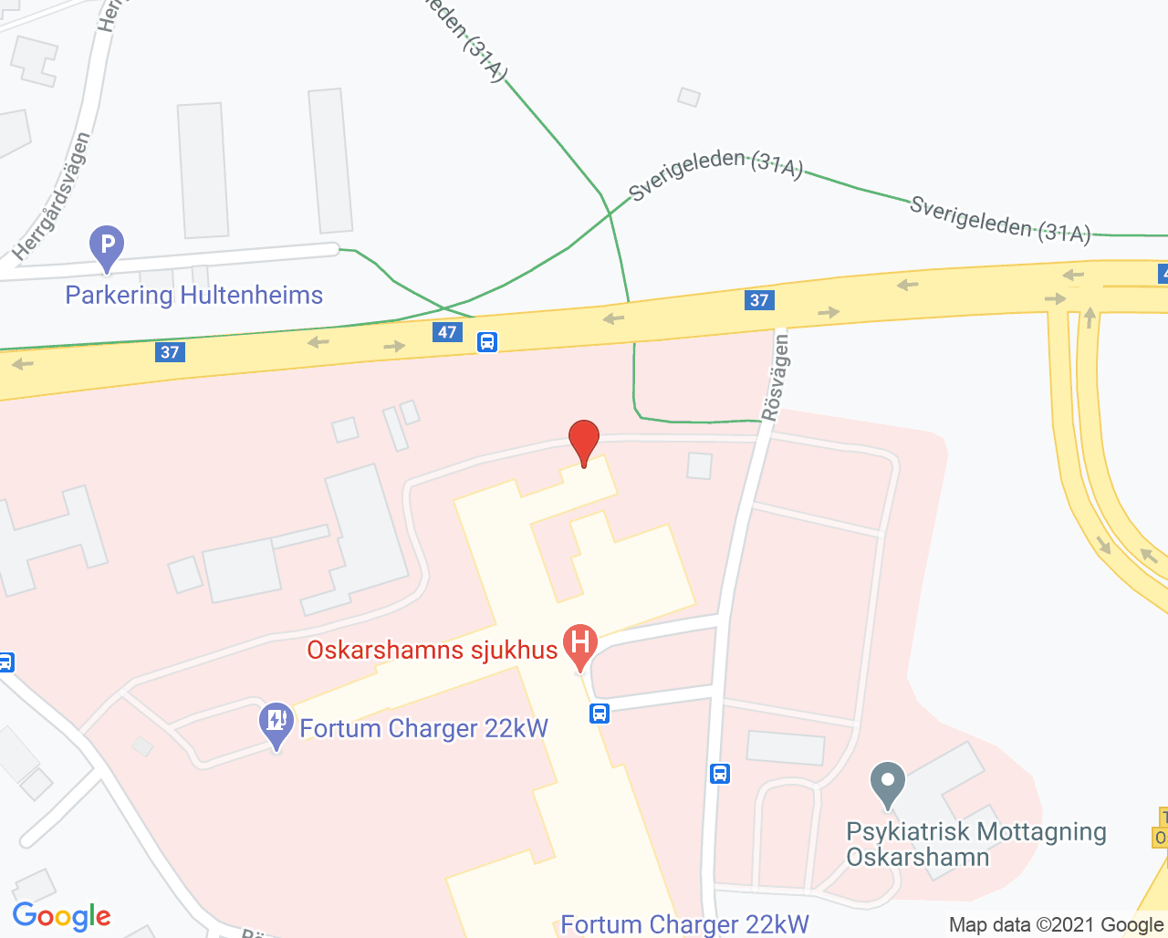 Karta till Bårhus Oskarshamn