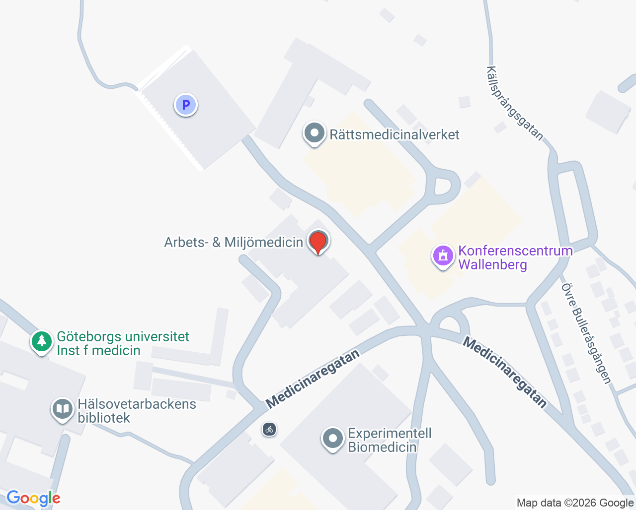 Karta till Västra Götalandsregionens Miljömedicinska Centrum VMC, Göteborg