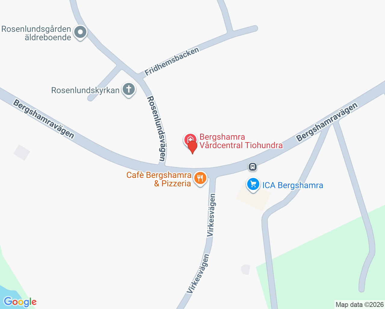 Karta till Bergshamra vårdcentral, Tiohundra
