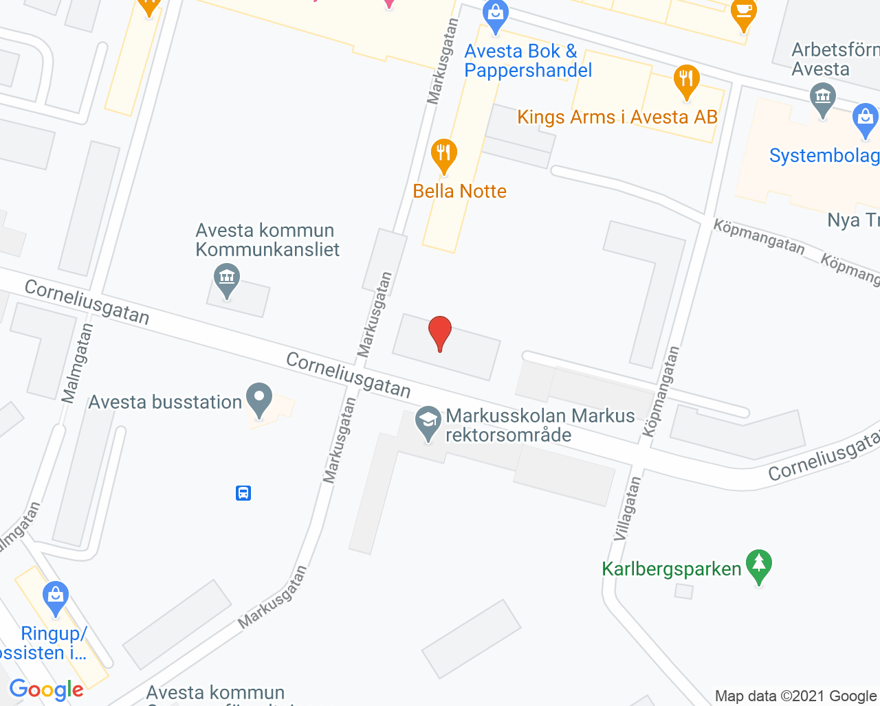 Karta till Vårdcentral Avestahälsan
