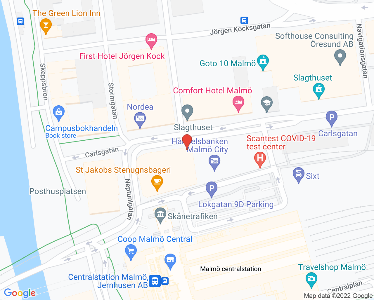 Karta till Synsam Malmö Foajén