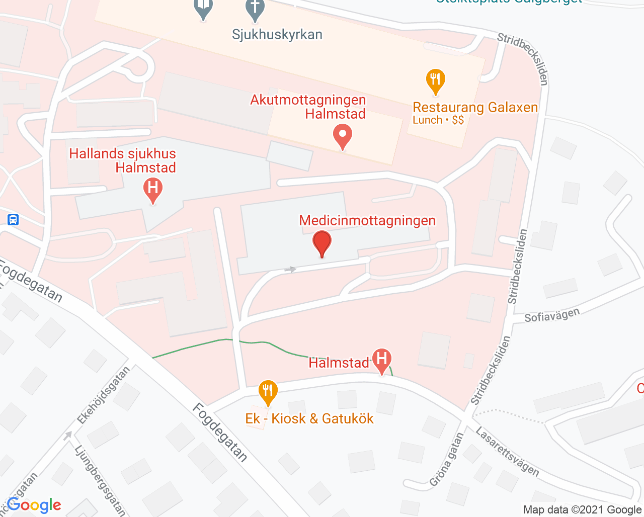 Karta till Medicinsk fotvård Hallands sjukhus Halmstad