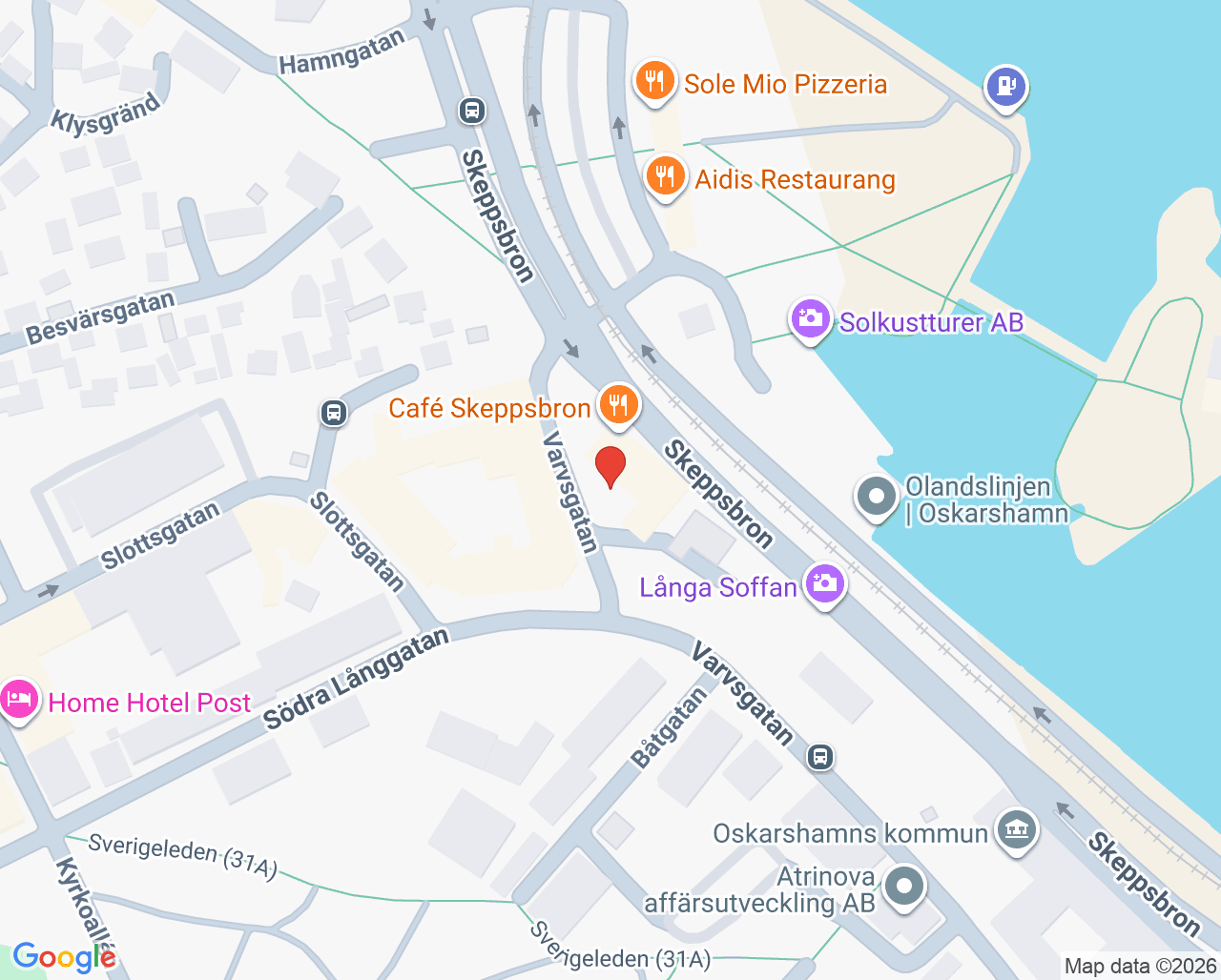 Karta till Ostkustens Tandvård, Oskarshamn