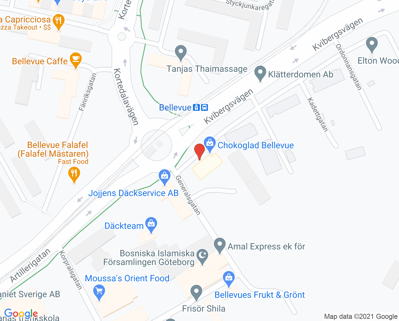 Karta till Distriktsläkarna Kviberg Vårdcentral och BVC