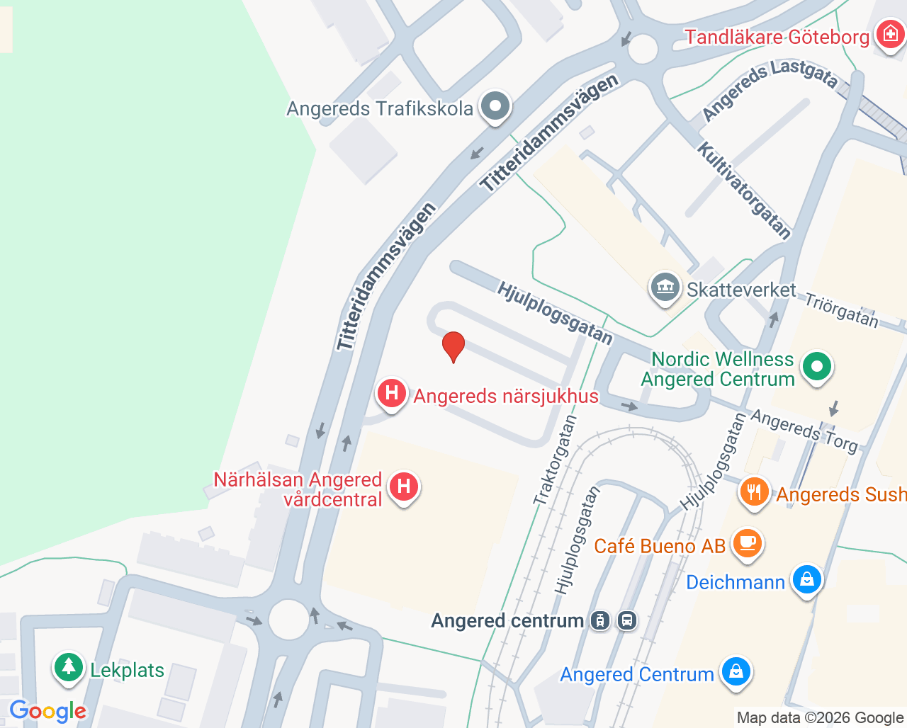 Karta till Närhälsan Angered vårdcentral, Angered