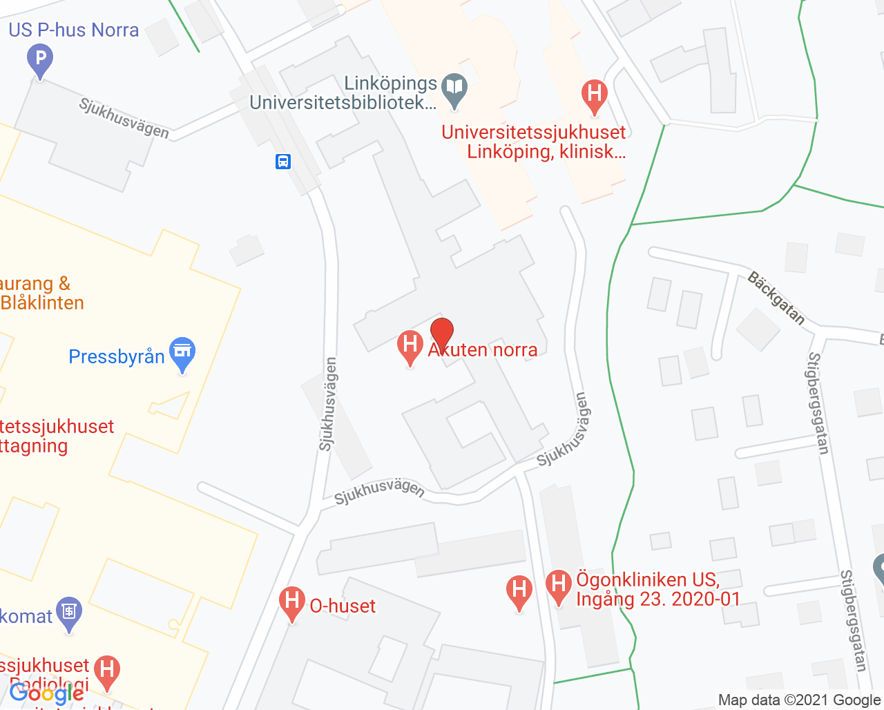 Karta till Avdelning S91 psykiatri, Psykiatriska kliniken i Linköping