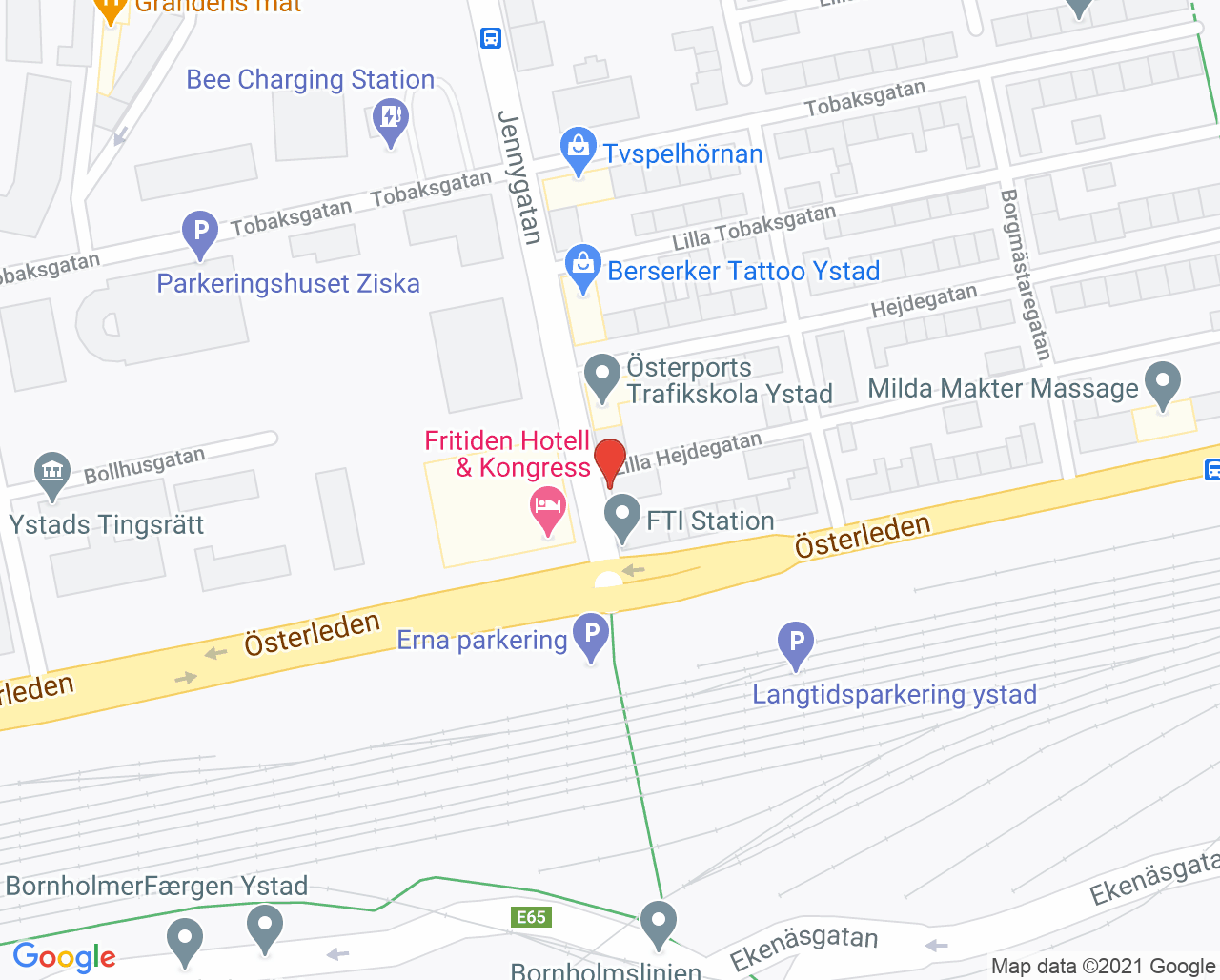 Karta till Hörselsnäckan Ystad