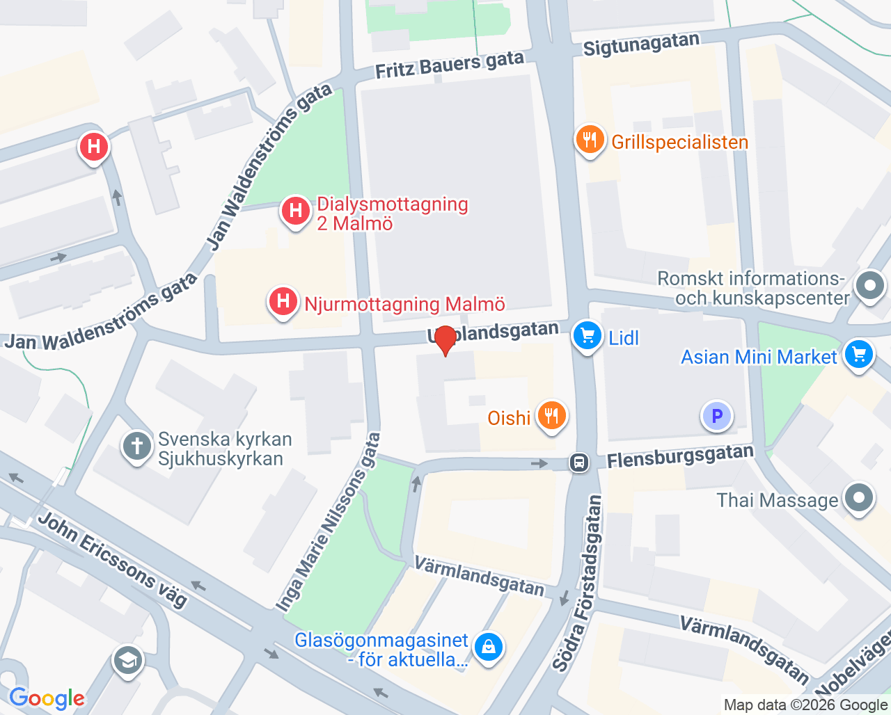 Karta till Sund Psykologi i Malmö AB Upplandsgatan