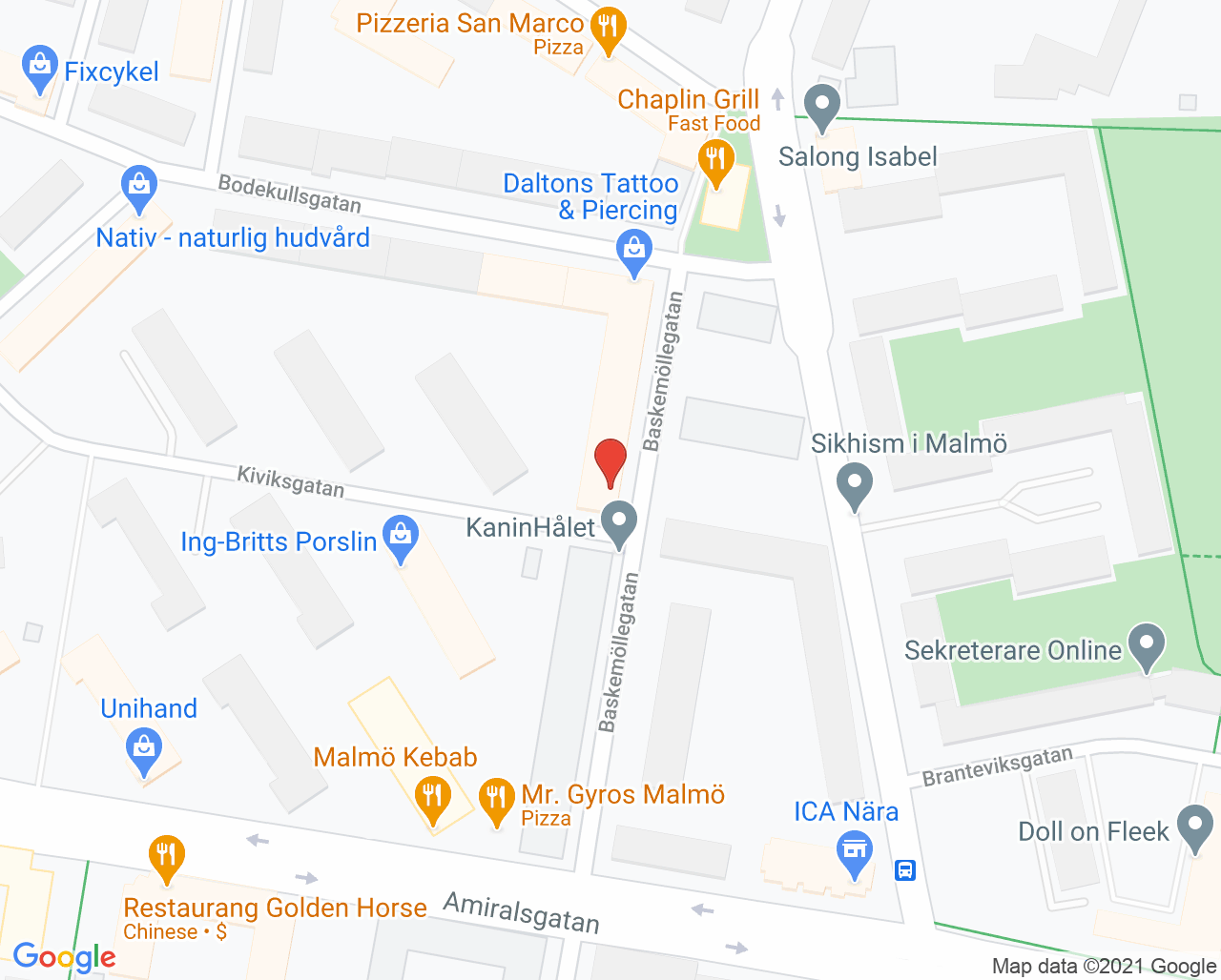 Karta till Chanettes Fotverksta, Malmö