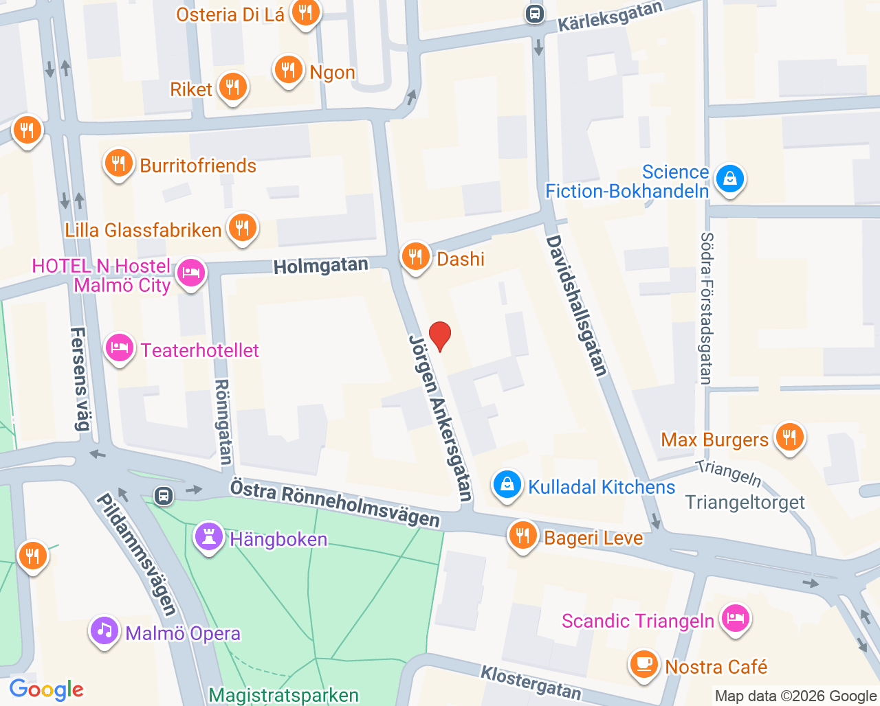 Karta till Psykoterapimottagning Kristin Johansson Malmö