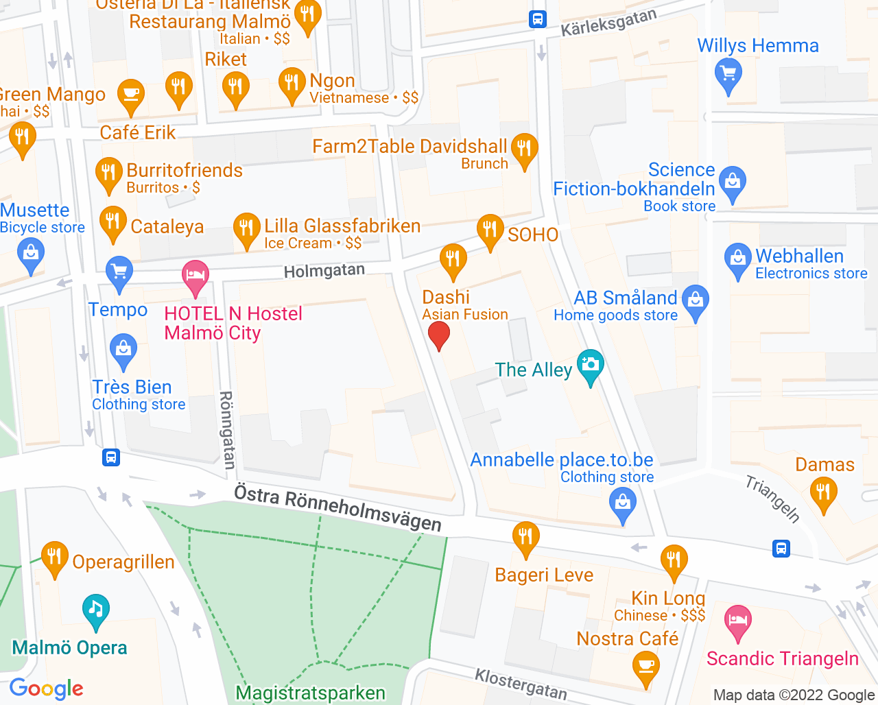Karta till Psykoterapimottagning Anna Daun, Malmö