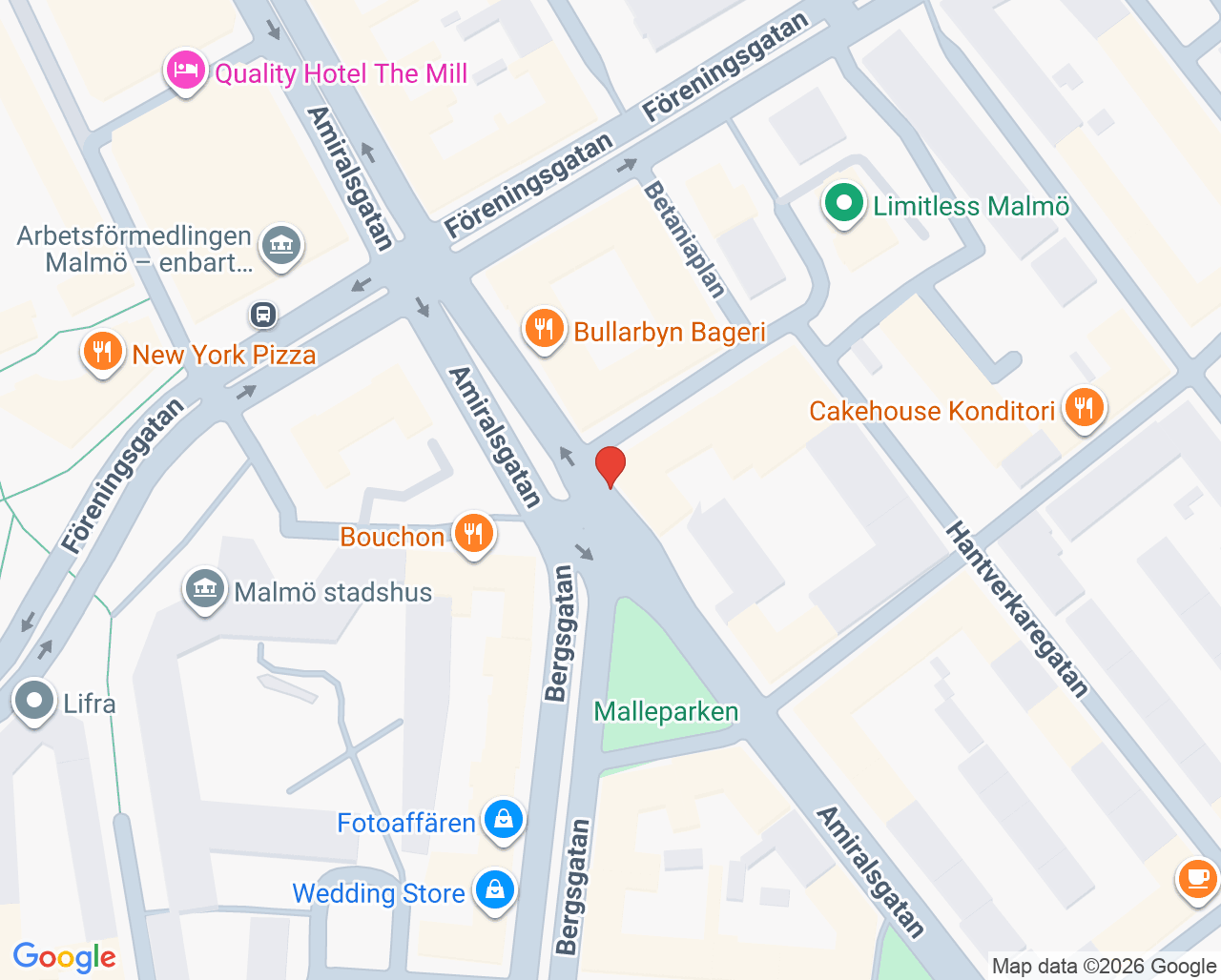 Karta till Psykoterapimottagning PDT Ahlner Psykoterapi Malmö, Malmö