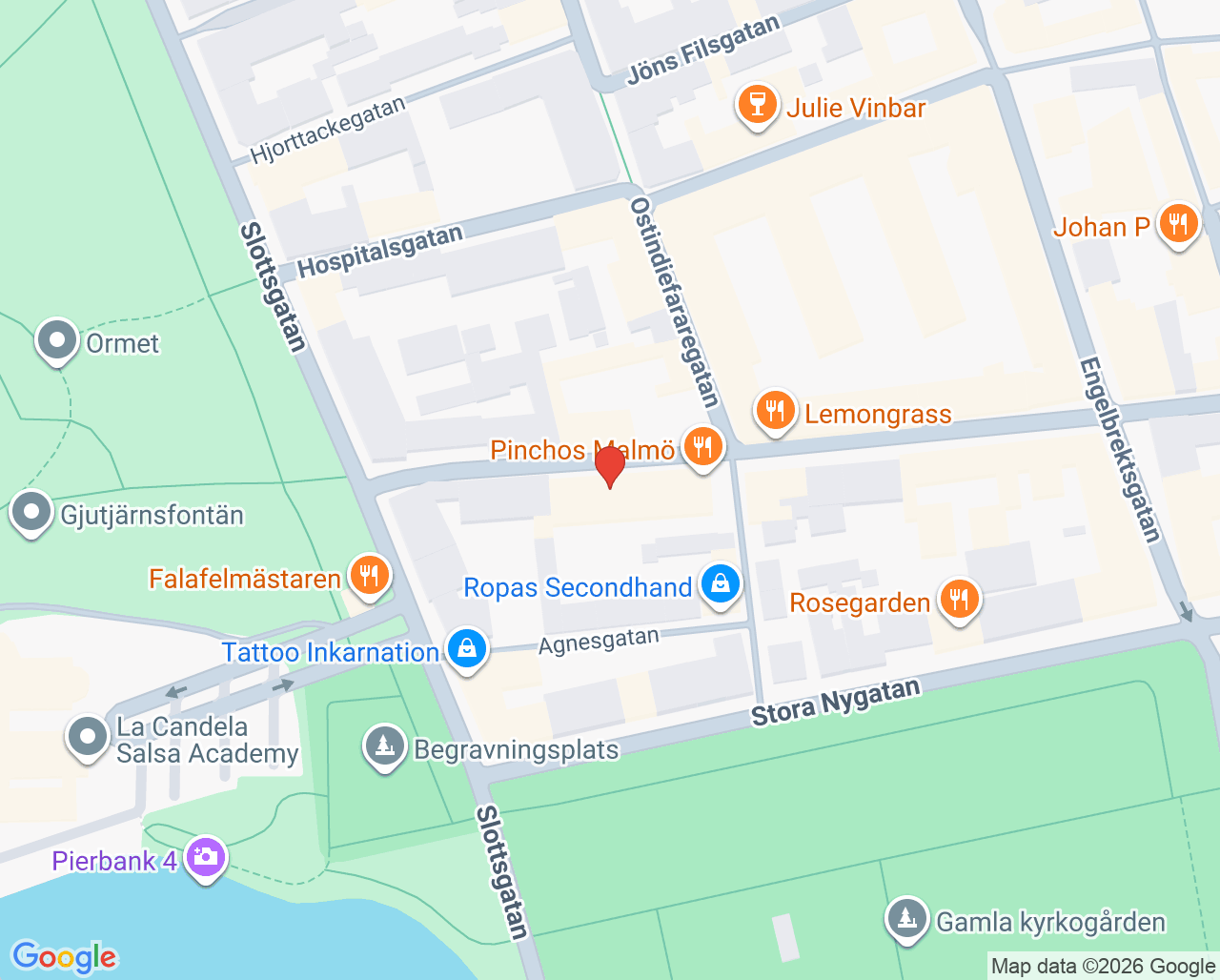 Karta till Psykoterapimottagning Psykologhuset Malmö