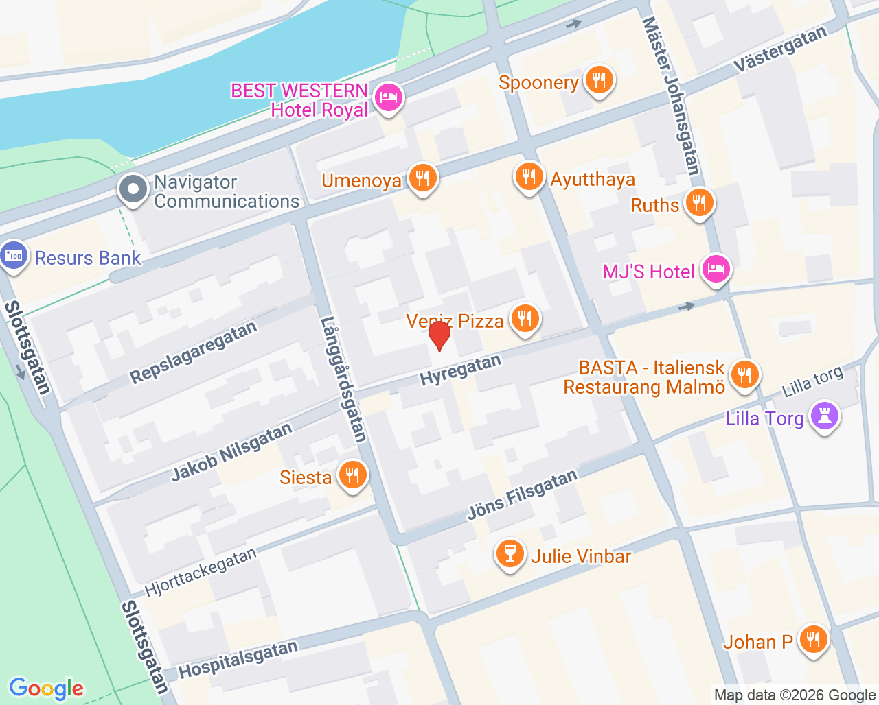 Karta till Psykoterapimottagning Sebastian Zinfandel Malmö