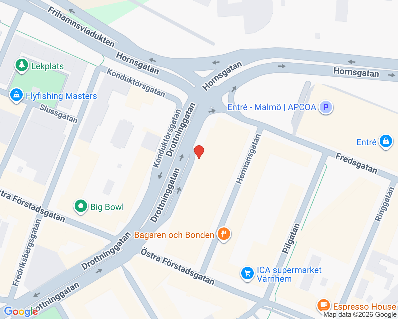 Karta till Röda Korsets behandlingscenter för krigsskadade och torterade, Malmö