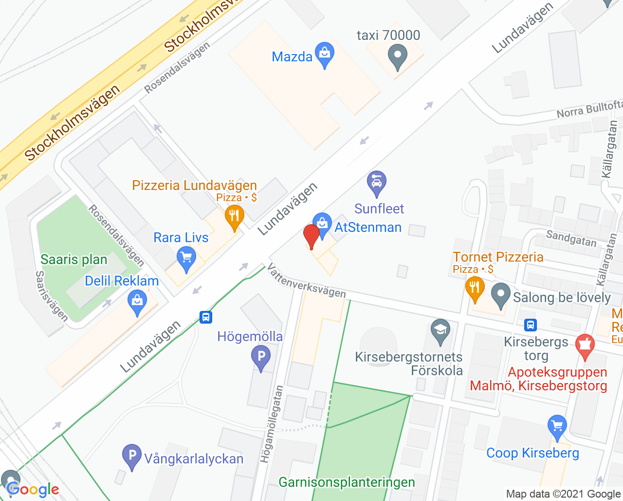 Karta till Kirsebergs fotvård Eva Fritz, Malmö