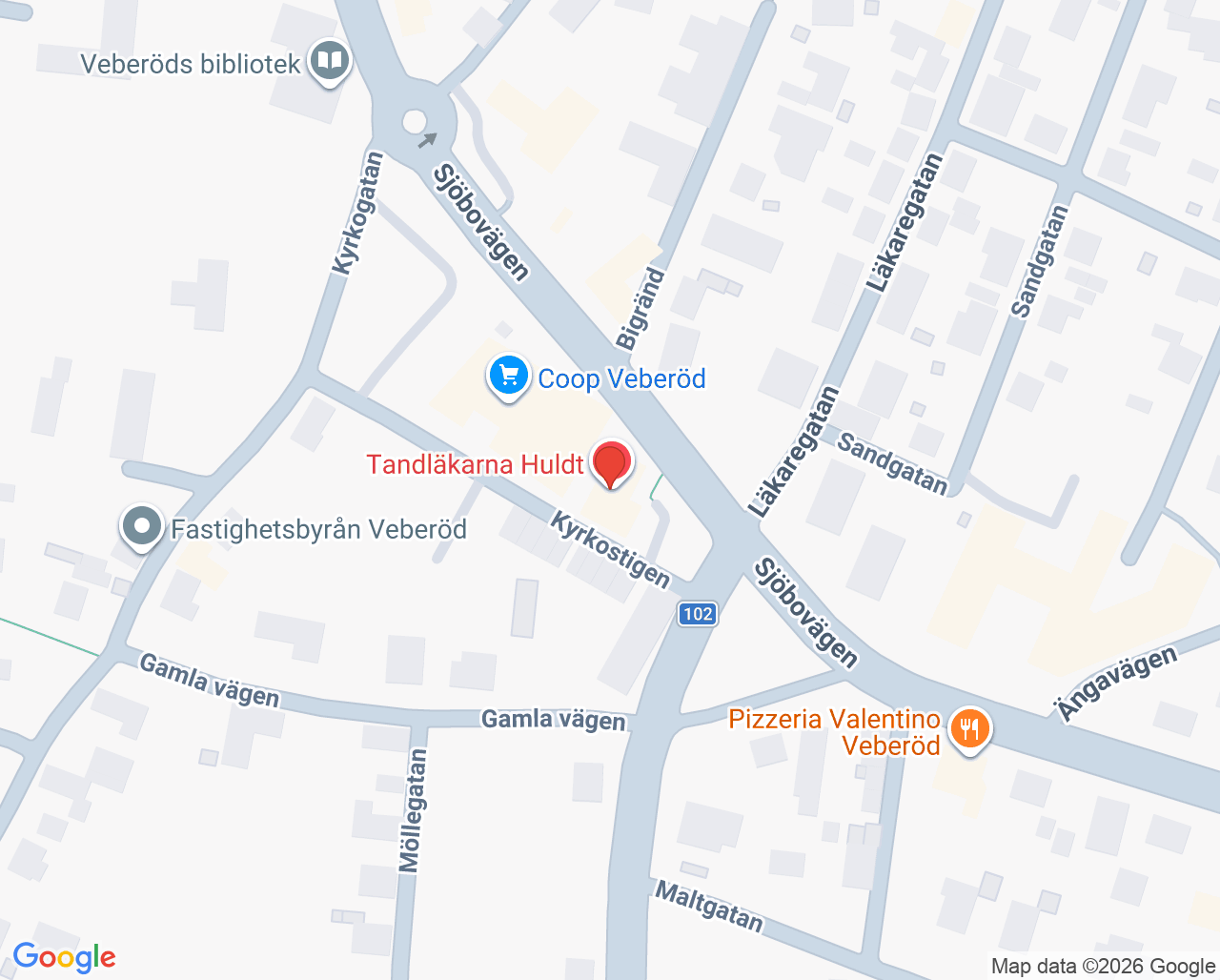 Karta till Tandläkarna Huldt