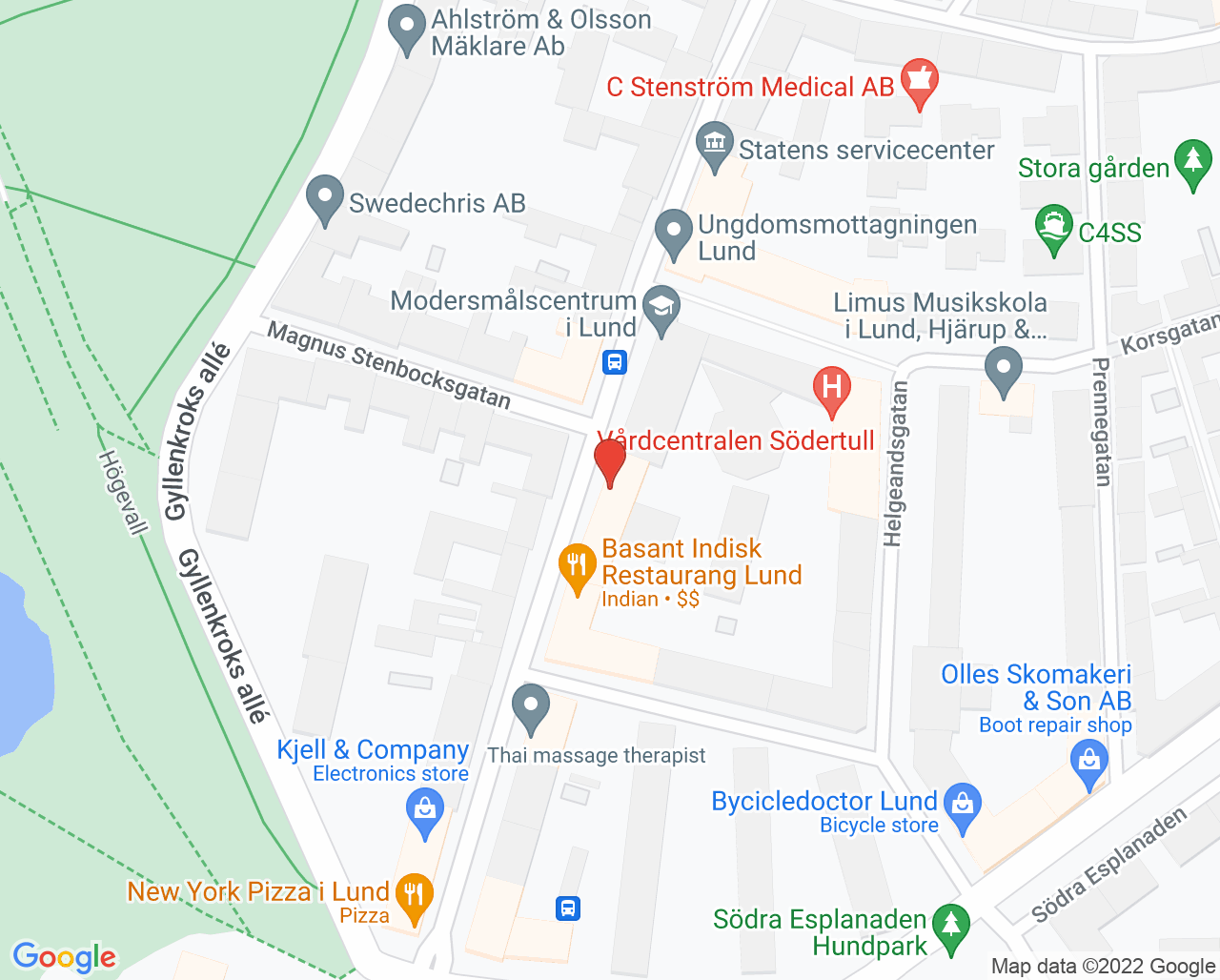 Karta till Ögonmottagning grå starr X-Vision Ögonklinik filial Lund