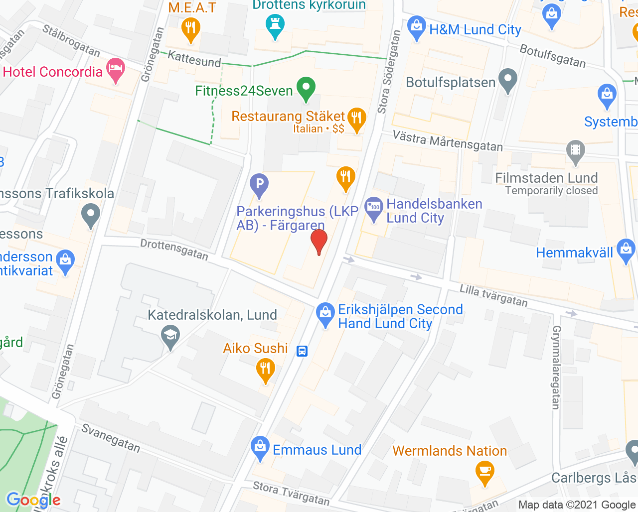 Karta till Psykiatrimottagning Charlotte Gedeon, Lund
