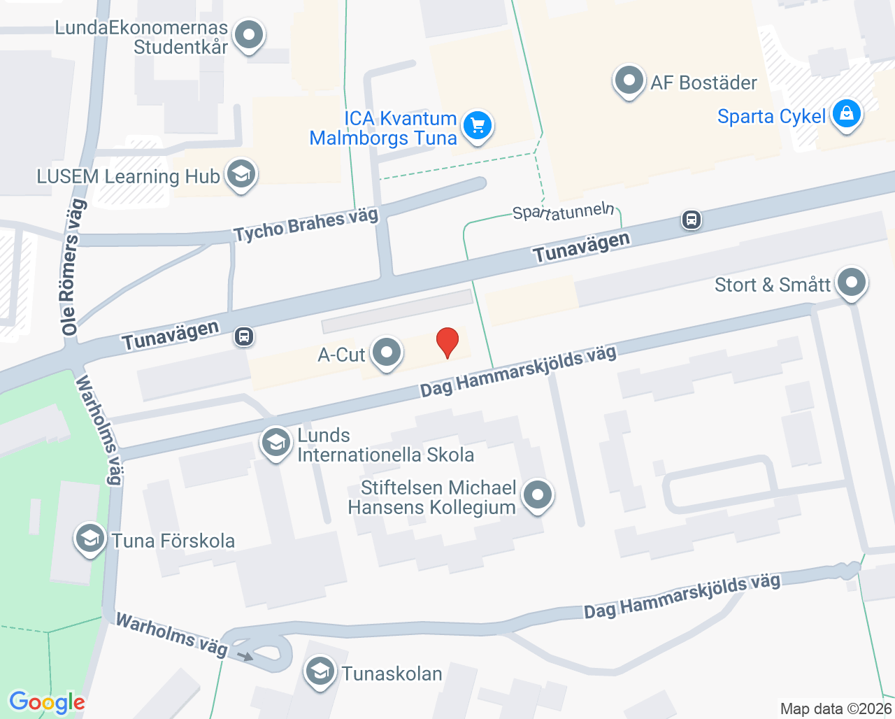 Karta till Tandläkarpraktik Randi Myllenberg, Lund