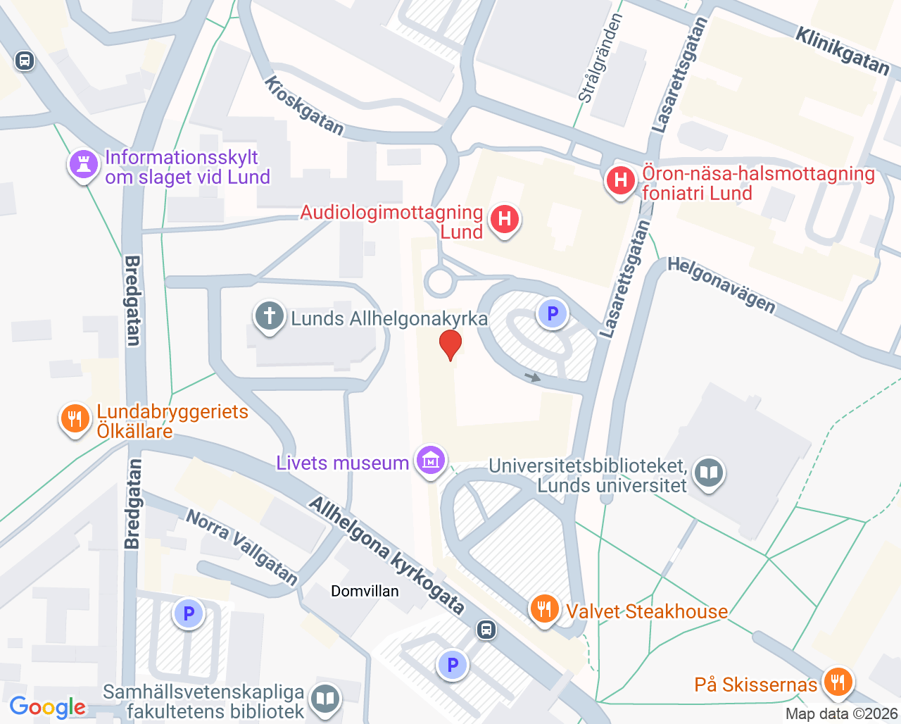 Karta till Smärtrehabiliteringsmottagning Lund