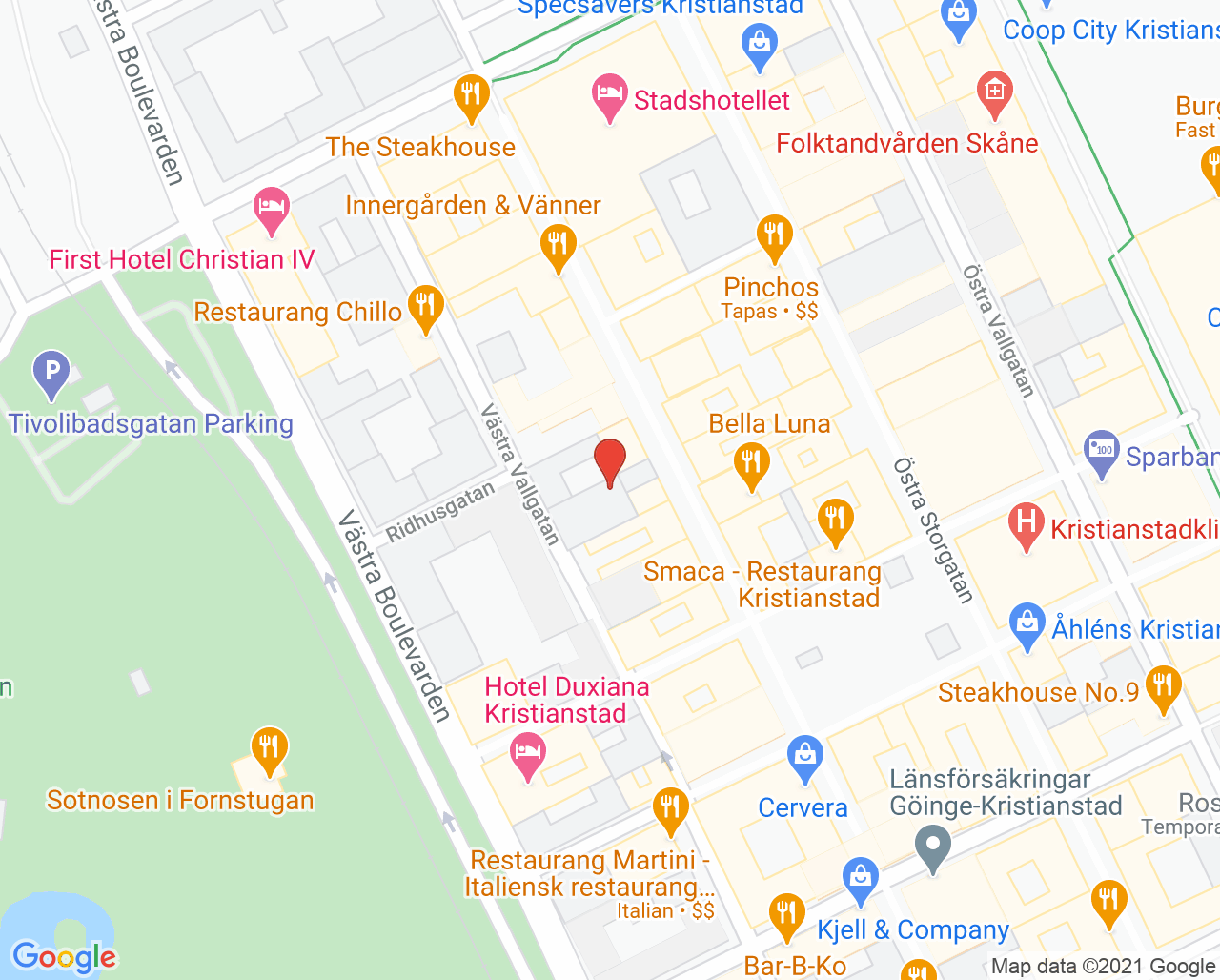 Karta till Tandläkare Jan Svensson, Kristianstad