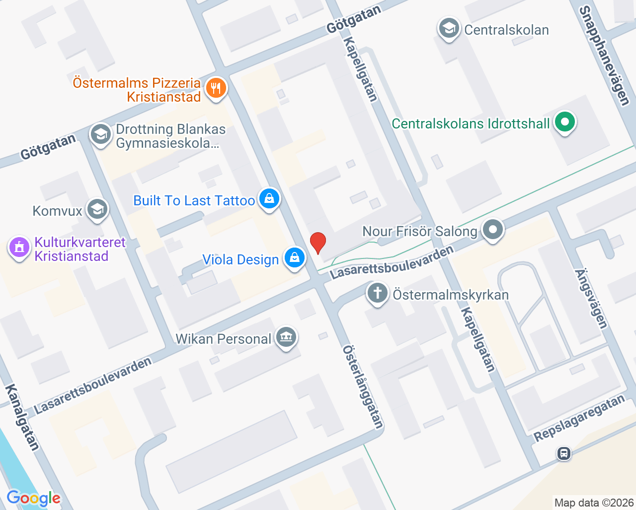 Karta till Tandläkare Therese Larsson AB, Kristianstad