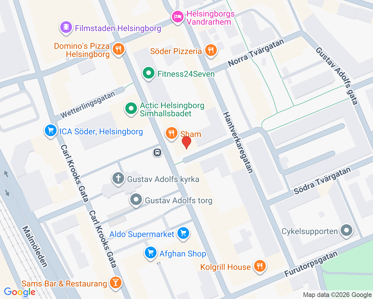 Karta till Helsingborgs Vårdcentral