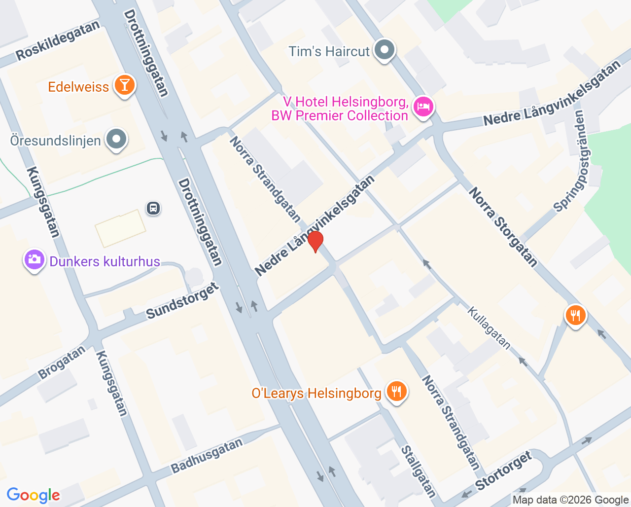 Karta till Praktikertjänst Sundstorget Tandvård, Helsingborg