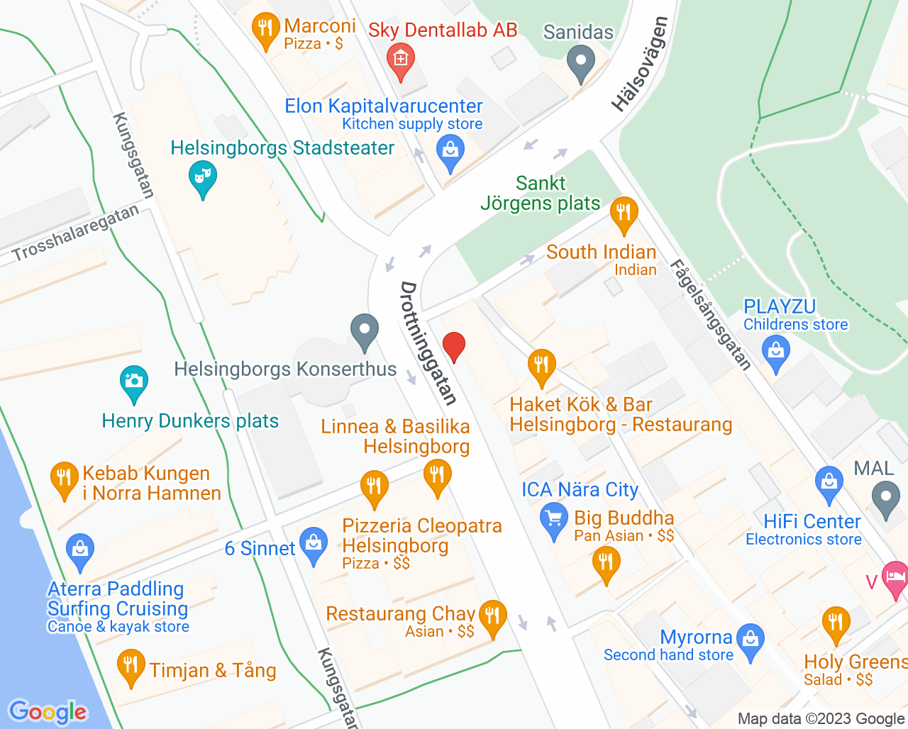 Karta till Tandläkarna Monica Hartman och Linn Wikhamre, Helsingborg