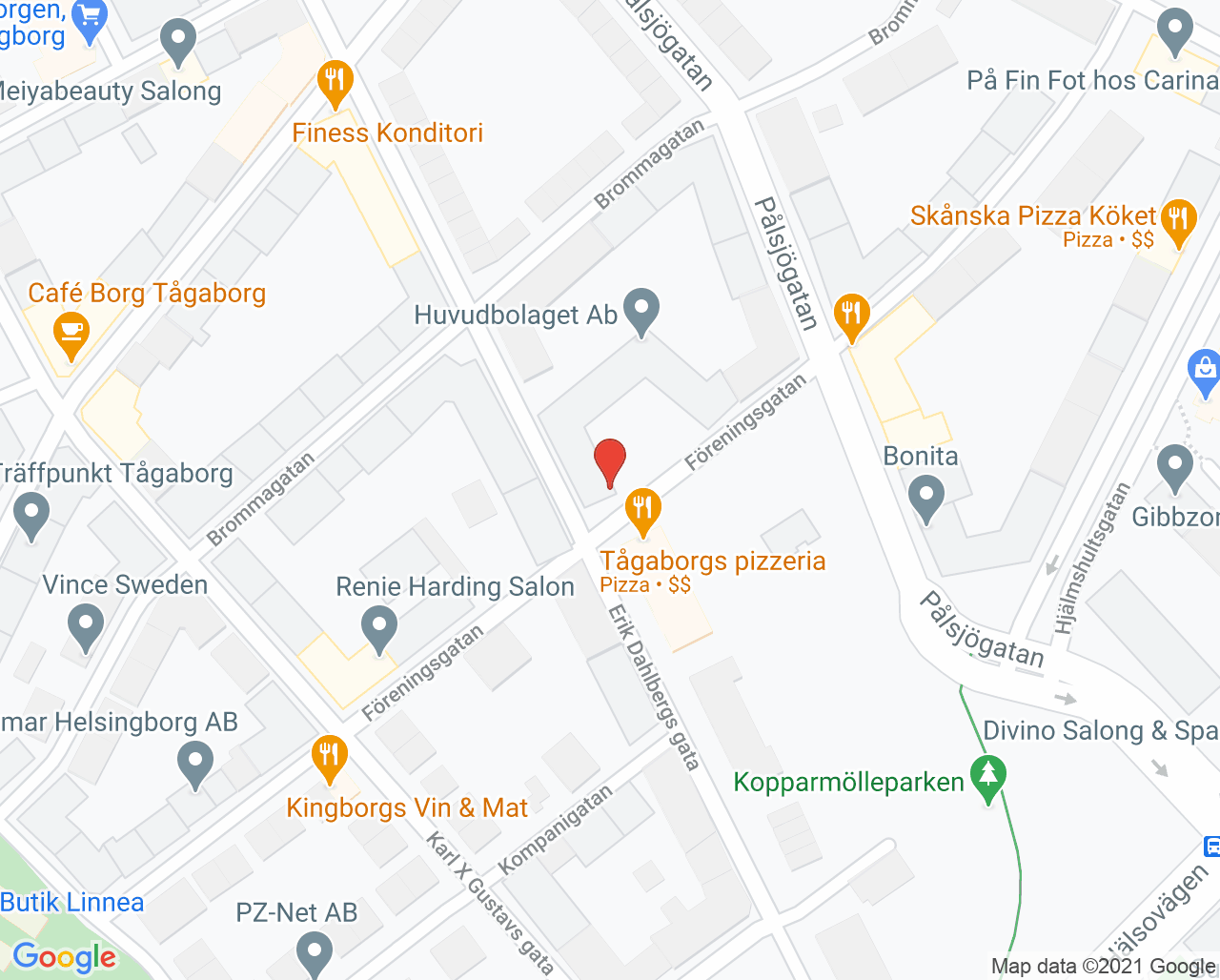 Karta till Psykoterapimottagning Anna Nyström Helsingborg, Helsingborg