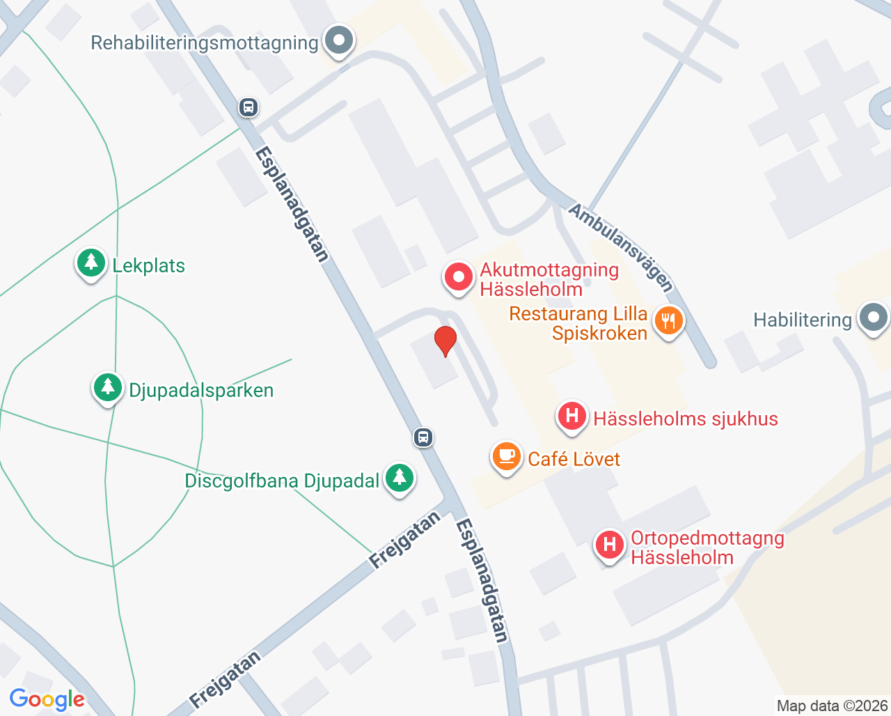 Karta till Vuxenpsykiatrimottagning psykos Hässleholm
