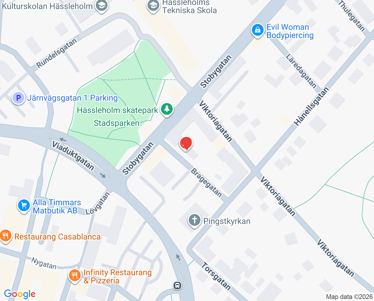 Karta till Brage Tandvård Viktoria Semenova, Hässleholm