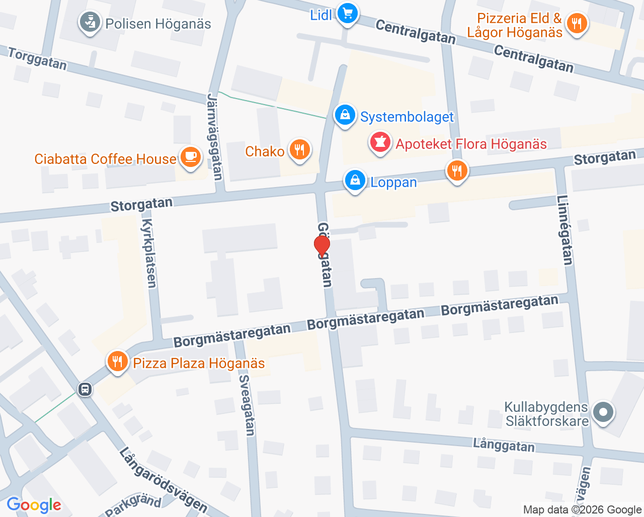 Karta till Tandläkarpraktiken Höganäs, Höganäs