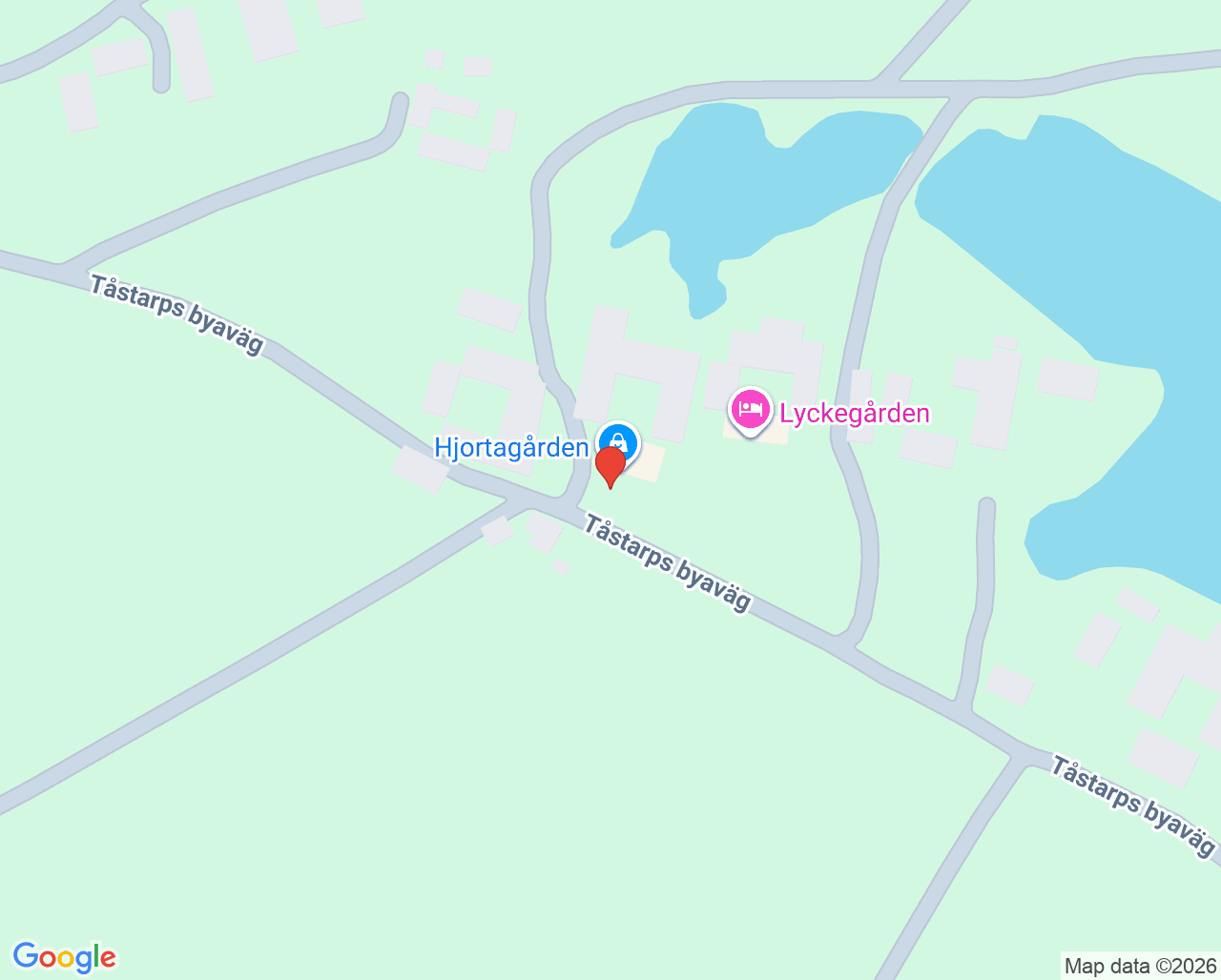 Karta till Hjortagården i Tåstarp, Munka-Ljungby