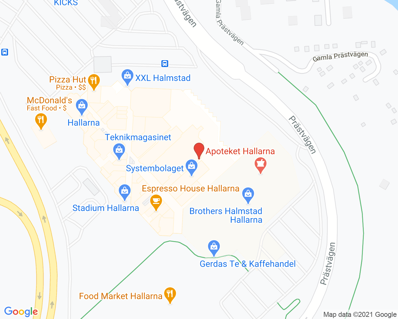 Karta till Synsam Halmstad Hallarna