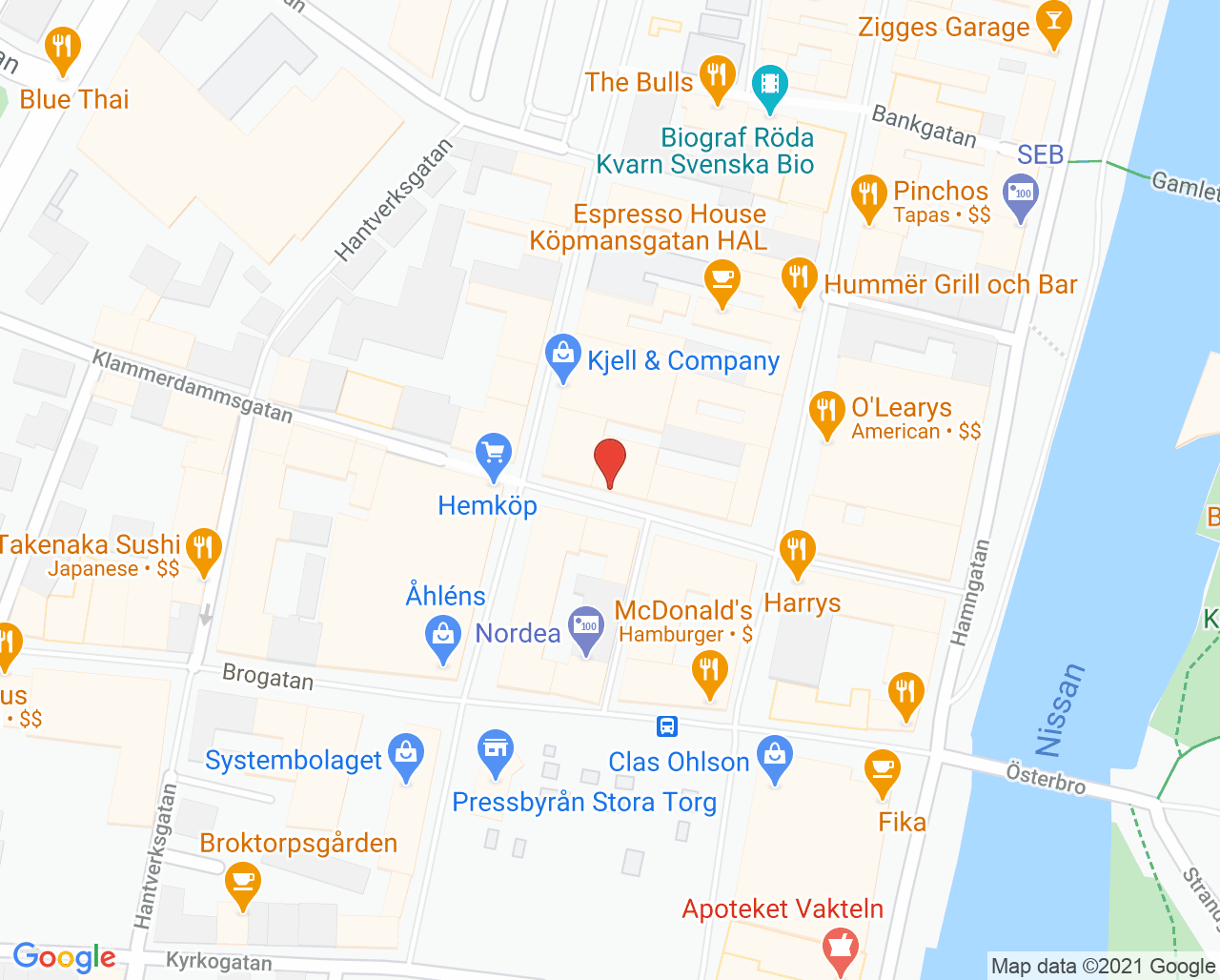 Karta till Tandläkare Sandra Domini, Halmstad