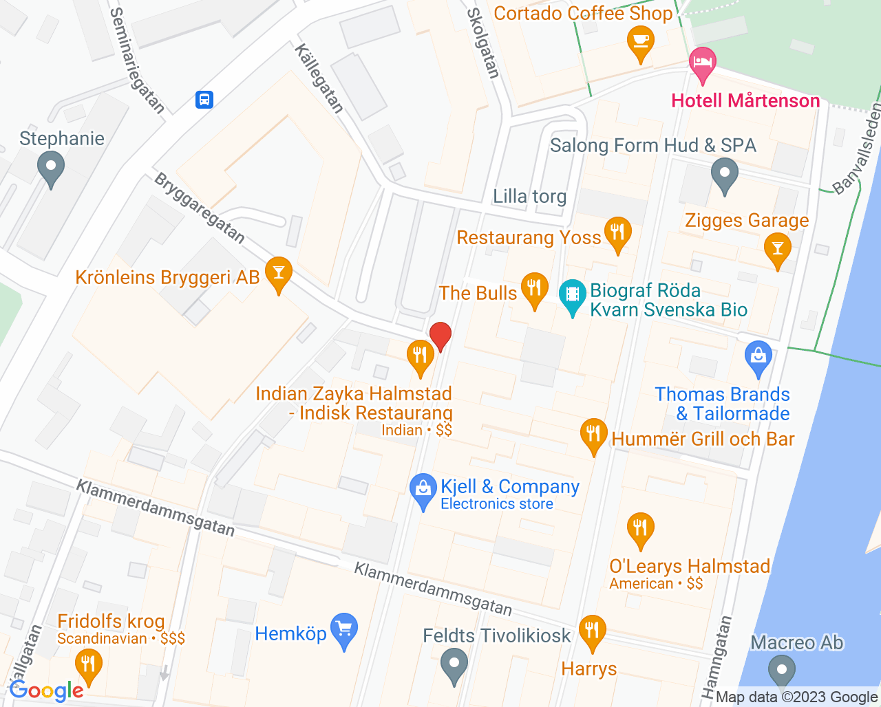 Karta till Arbetsterapin Hertig Knut, Halmstad