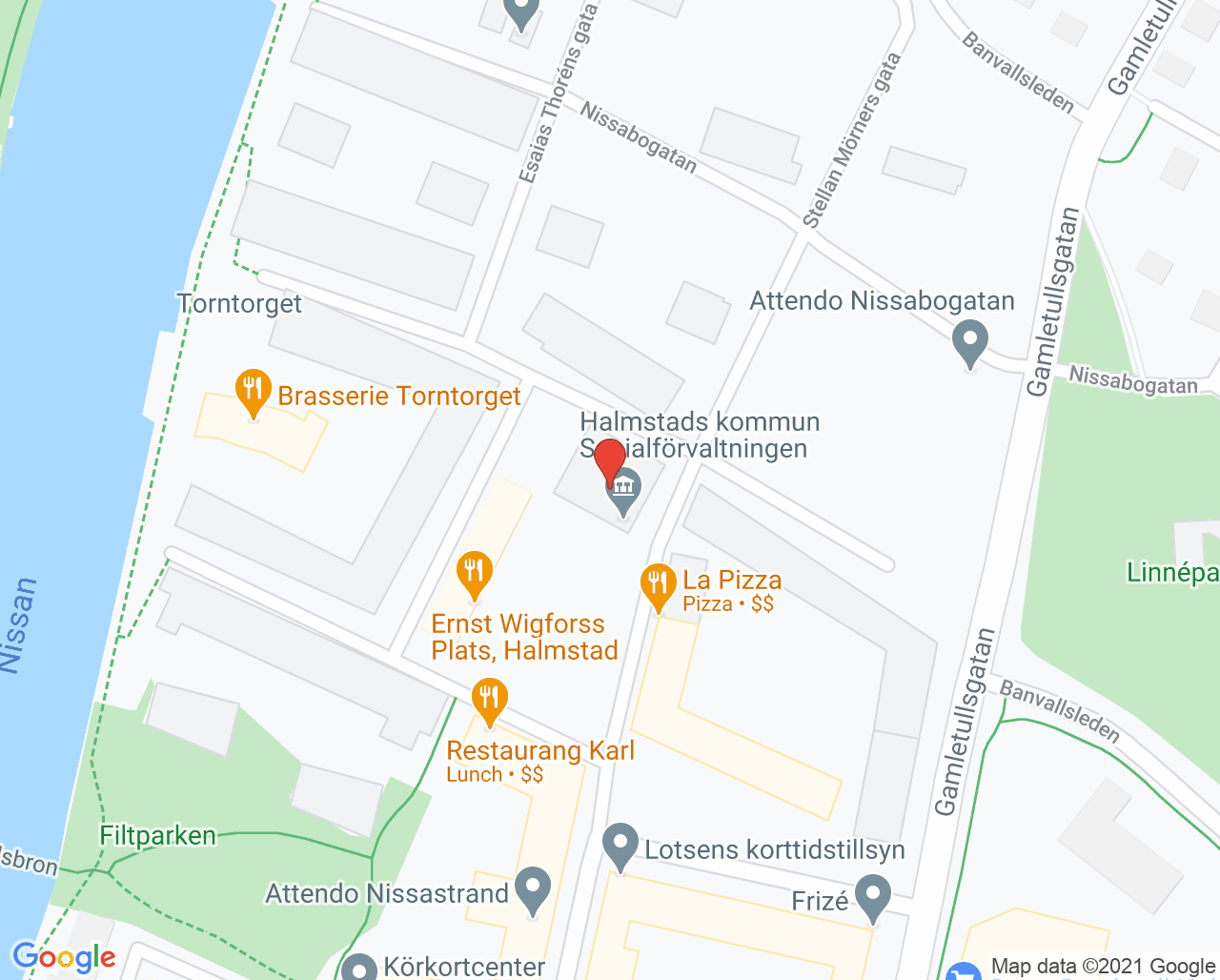 Karta till Stöd och service, Halmstad