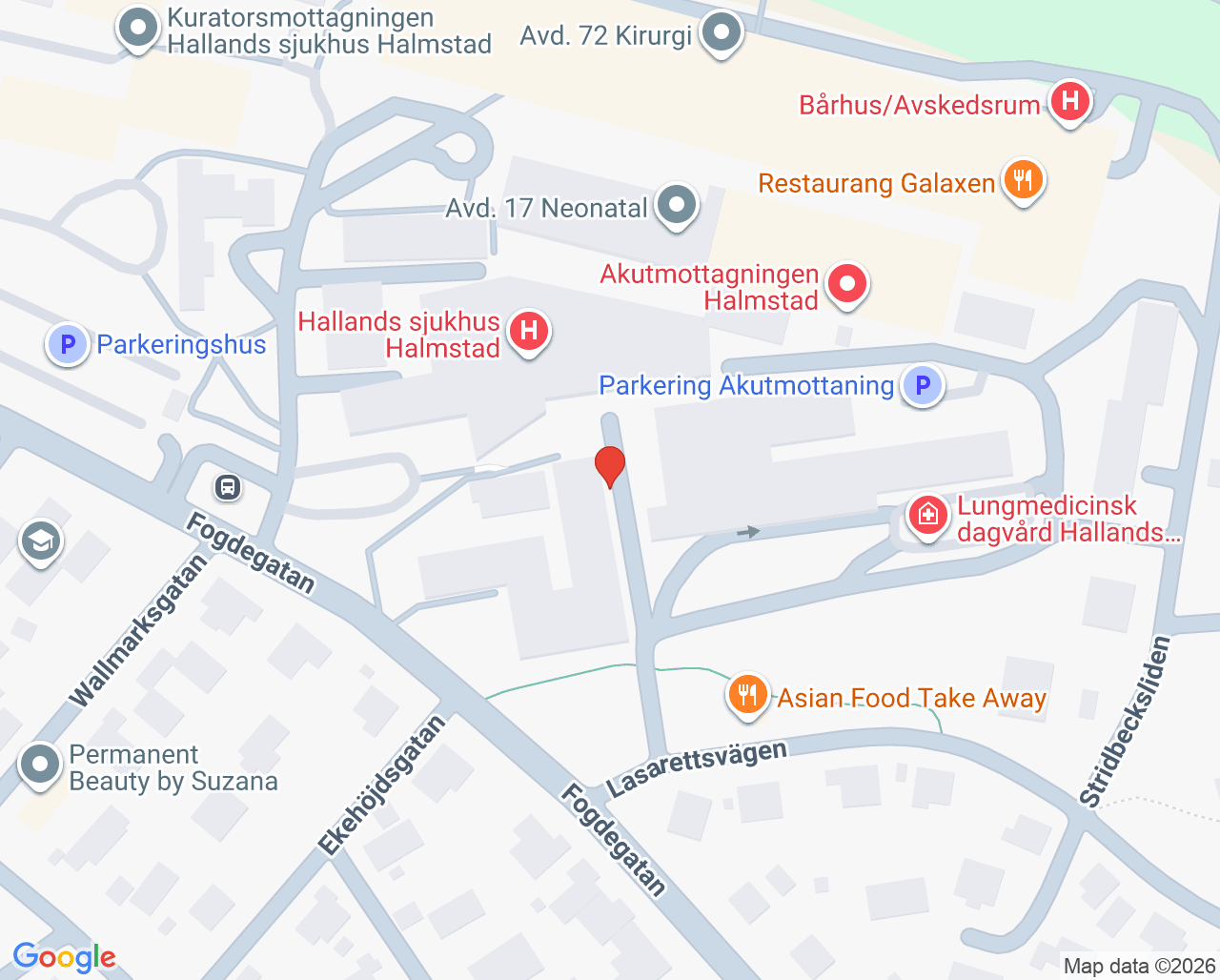 Karta till Stab Hälsa och funktionsstöd, Halmstad