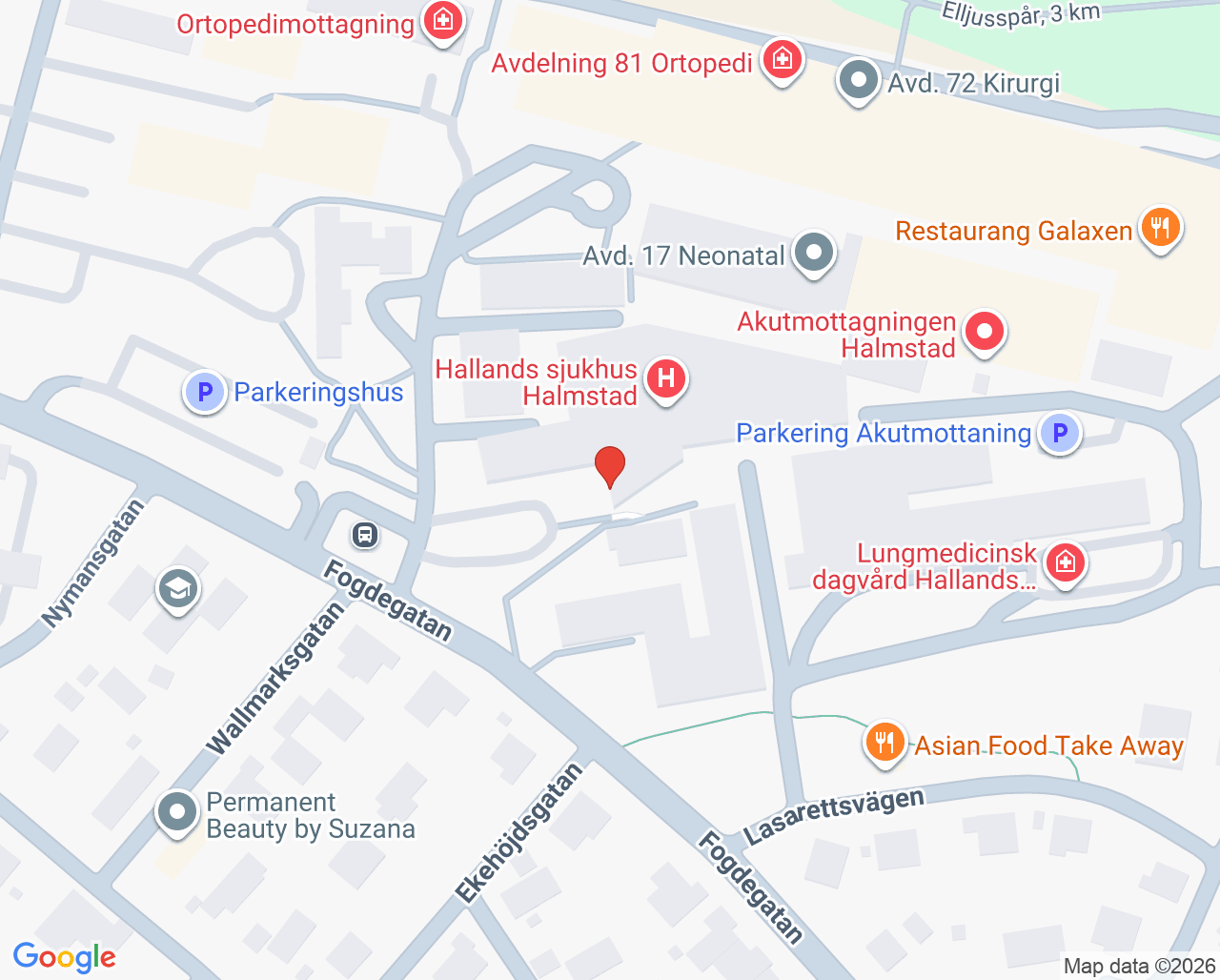 Karta till Hörselmottagningen Halmstad