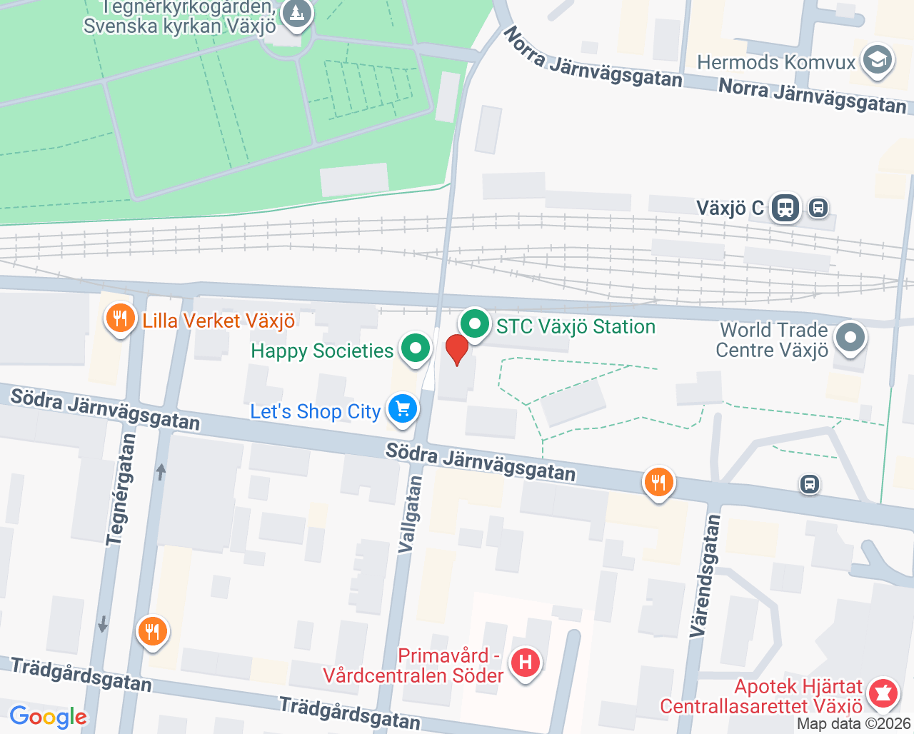 Karta till Folktandvården Västerbron, Växjö