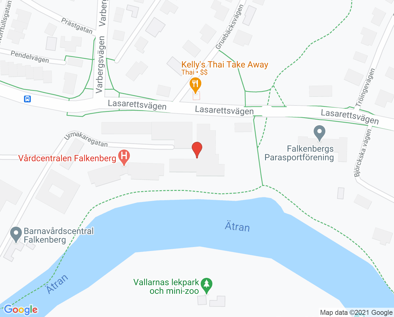 Karta till Palliativa vårdavdelningen Falkenberg